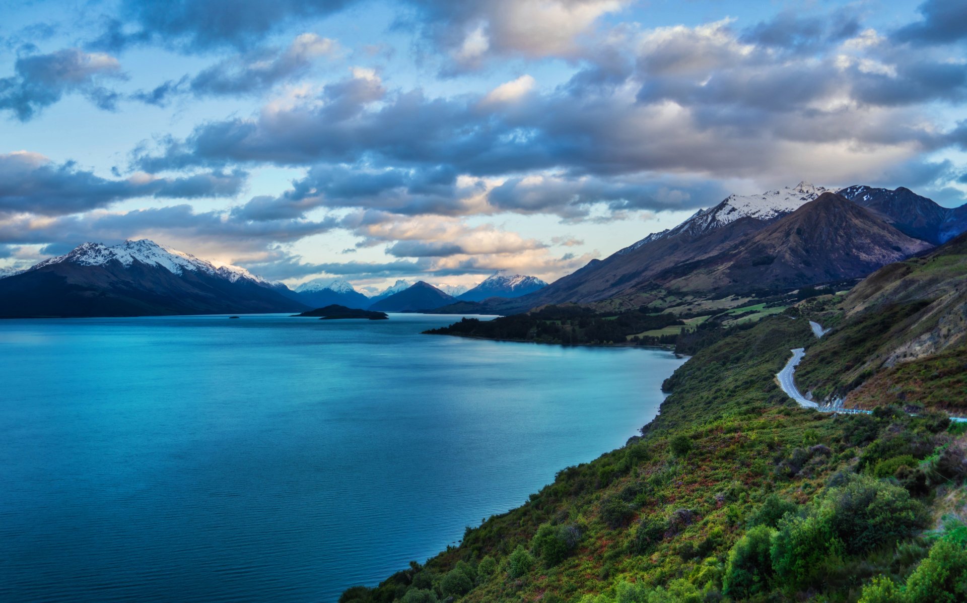 South Island lake and mountain road